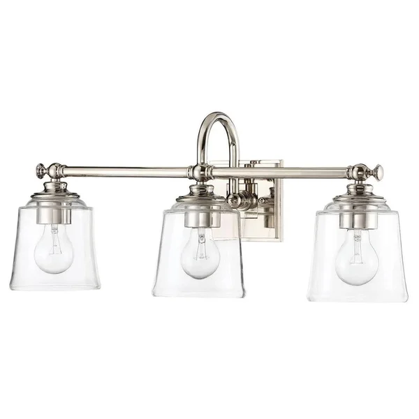 Park Harbor PHVL3013 Antonia 3 Light 25-1/4x22 Wide Bathroom Vanity Light with Cle Polished Nickel