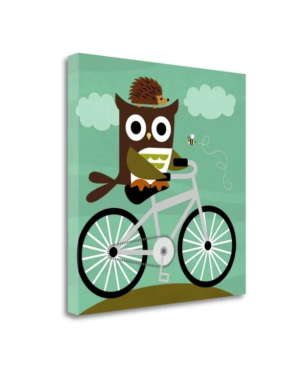 Tangletown Fine Art Owl and Hedgehog on Bicycle by Nancy Lee Giclee Print Canvas (20 in. W x 20 in. H (6 lbs.))