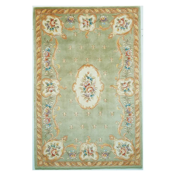 Kas Ruby 8902 Fleur-de-lis Aubusson 5&3x22 x 8&0x22 Sage Area Rug
