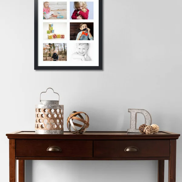 Collage Picture Frame, Satin Black Frame with 6 openings for 6x8 Photos with Super White Mat. D3926T1006, ArtToFrames