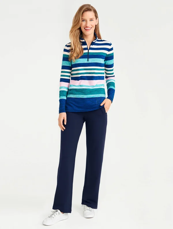 Petite - Pima Terry Relaxed Leg Pants - Blue - Xxs Talbots