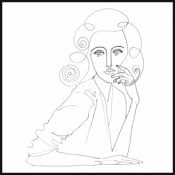 Marmont Hill Inc 'Lady Sketch' Floater Framed Painting Print on Canvas - 20 x 20