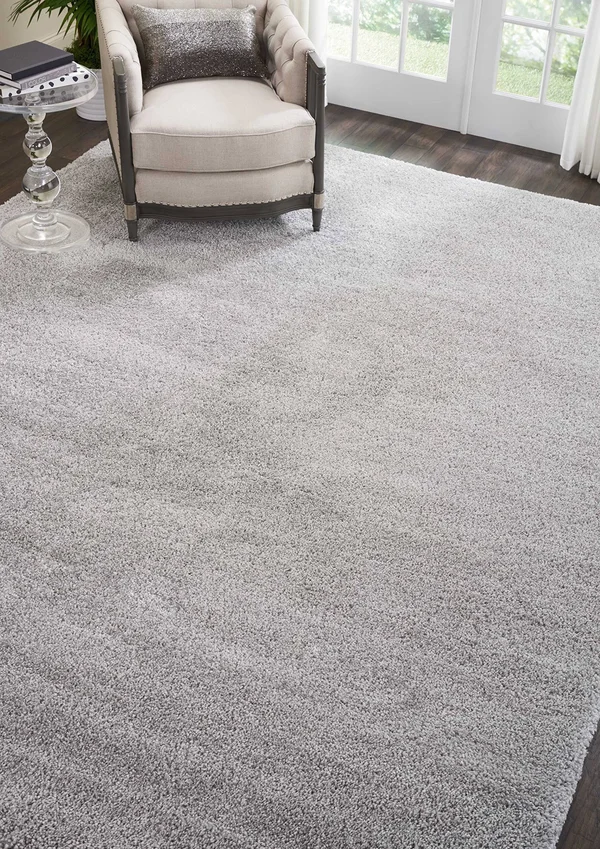 Nourison Malibu Shag MSG01 Silver Grey 9& x 12& Area Rug