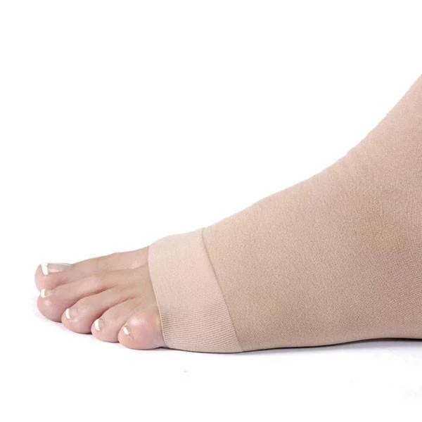 Jobst Relief 20-30 Open Toe Thigh Compression Stockings Silicone Dot Band - Beige - Small - Petite