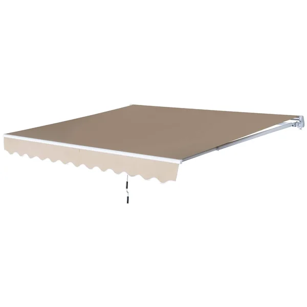 Outsunny 12& x 8.2& Outdoor Patio Manual Retractable Exterior Window Awning - Tan
