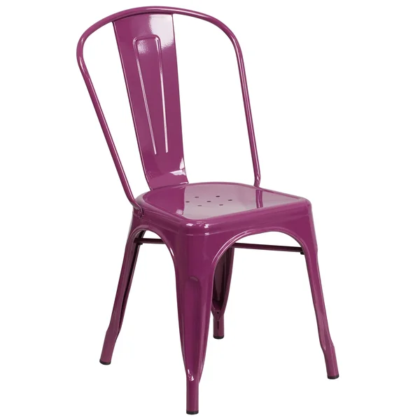 Metal Indoor-Outdoor Stackable Chair - Crystal Teal-Blue