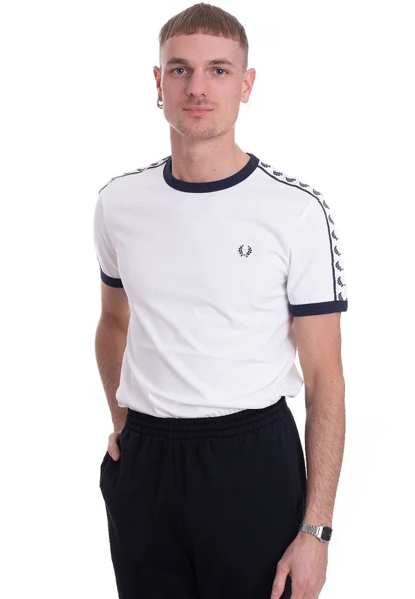 Fred Perry Taped Ringer T Shirt White