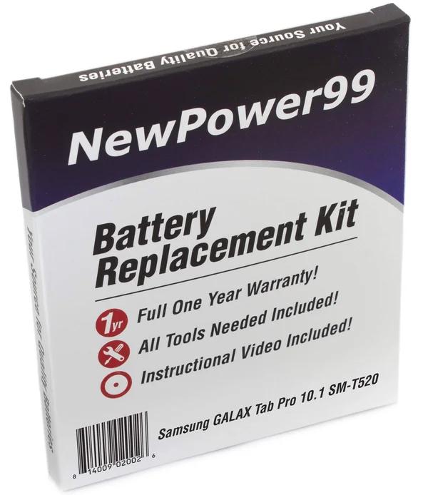 Samsung Galaxy Tab Pro 10.1 Sm-t520 Battery Replacement Kit with Tools - Video Instructions and Extended Life Battery