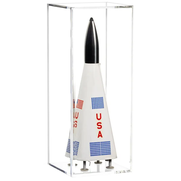 Model Airplane, Car, Rocket, Train Display Case Rocket, 6 x 6 x 15, Clear Back (Table Top)