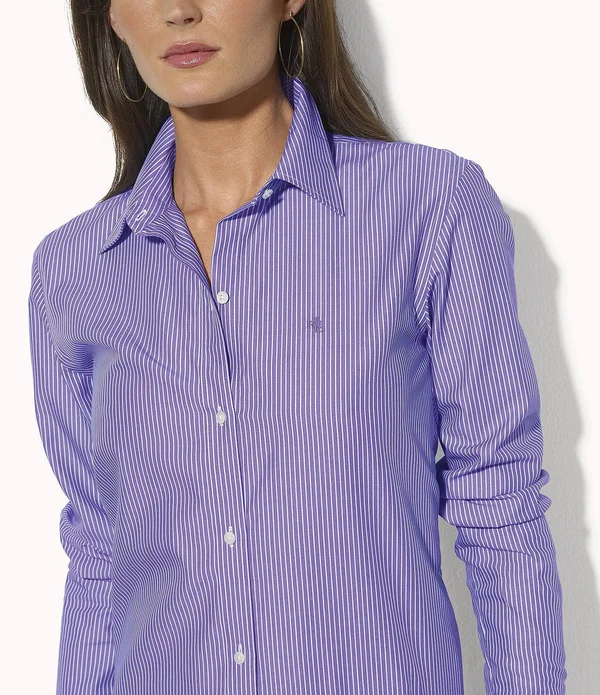 Lauren Ralph Lauren Petite Size Wrinkle-Free Striped Dress Shirt - PS