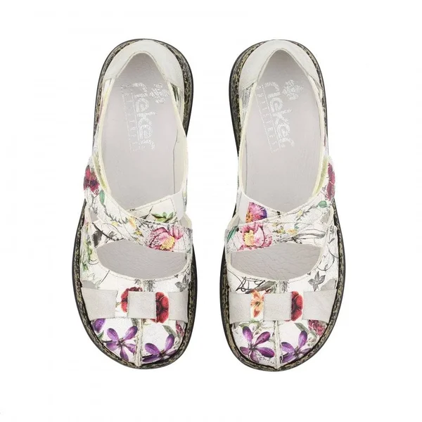 Rieker 463H6-90 White/Silver Womens Slip on Shoes 40 EU