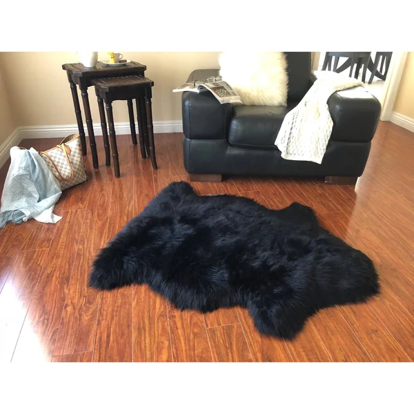 Silver Orchid Nansen Luxurious Faux Sheepskin Pelt Shag Rug - 6& x 6& - Cream