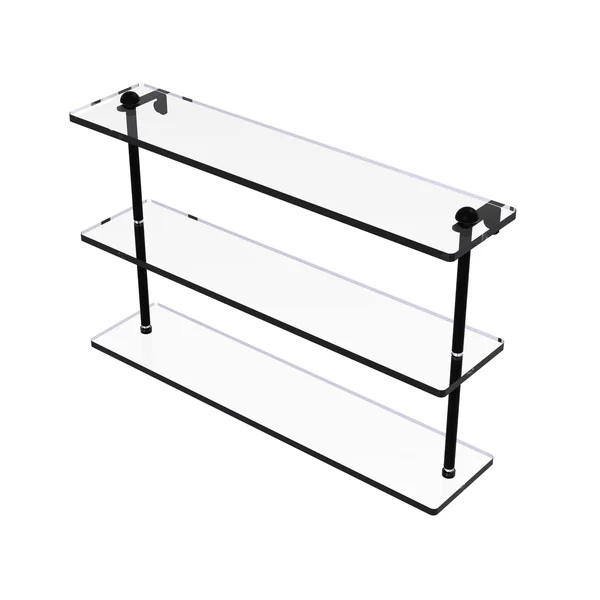 Allied Brass 22 inch Triple Tiered Glass Shelf Matte Black