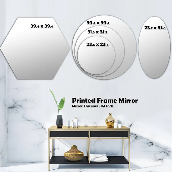 Designart 'Pineappple on Tropical Leaves' Modern Round or Oval Wall Mirror - Leaves - 24 in. Wide x 24 in. High