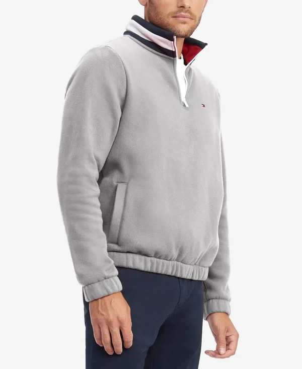Tommy Hilfiger Men's Flags Classic-Fit 1/4-Zip Sweatshirt - Grey Heather