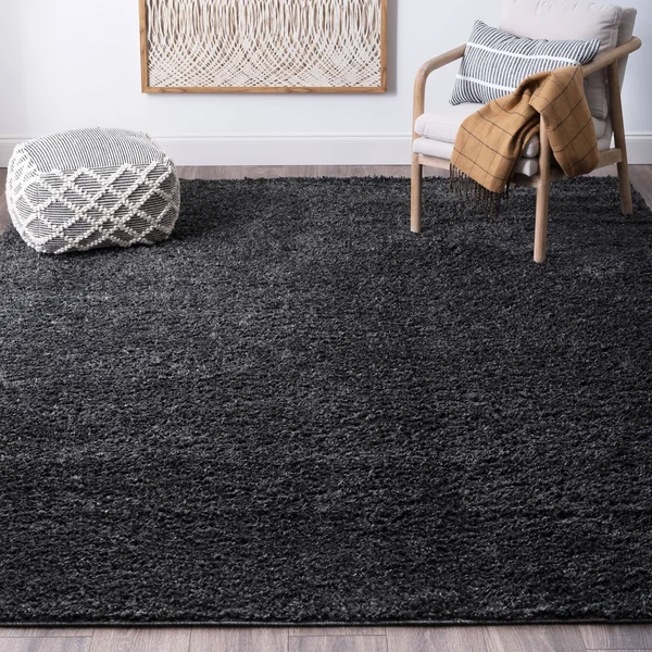 Alise Rugs Sohni Shag Transitional Solid Color Area Rug - Dark Gray - 8&9&& x 12&2&&