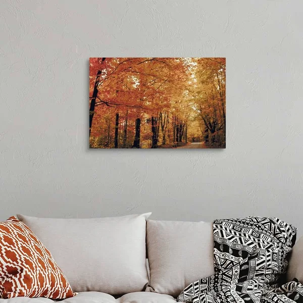 Footpath Through Autumn Forest - Large Solid-Faced Canvas Wall Art Print, Great Big Canvas
