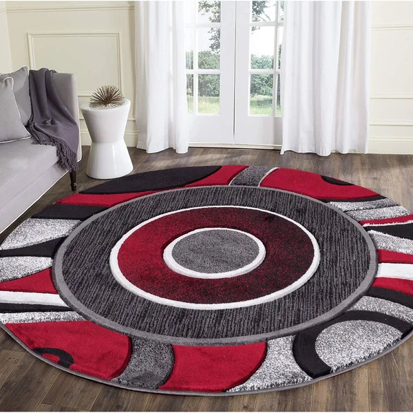 MDA Home Glamour Red/Black Polypropylene Area Rug - 8&1x22 x 10&5x22