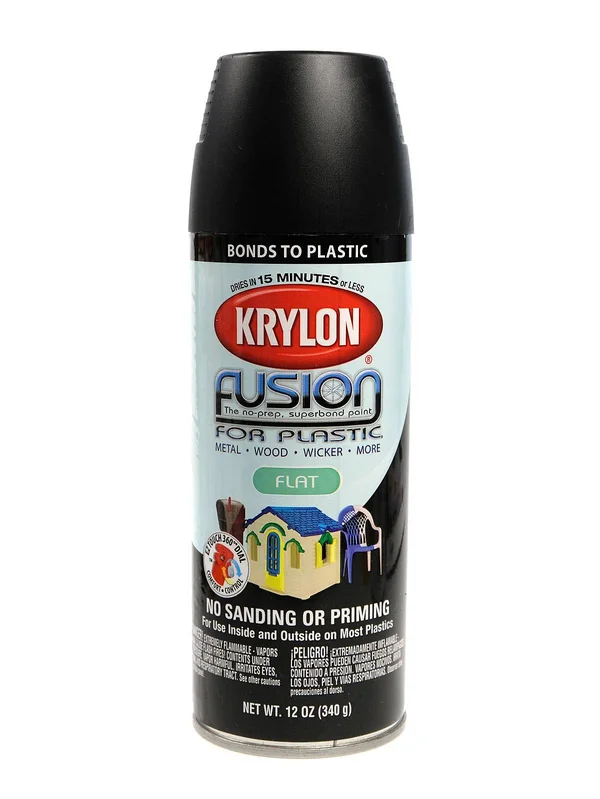 Krylon 2519 Fusion Black Flat Spray Paint for Plastic