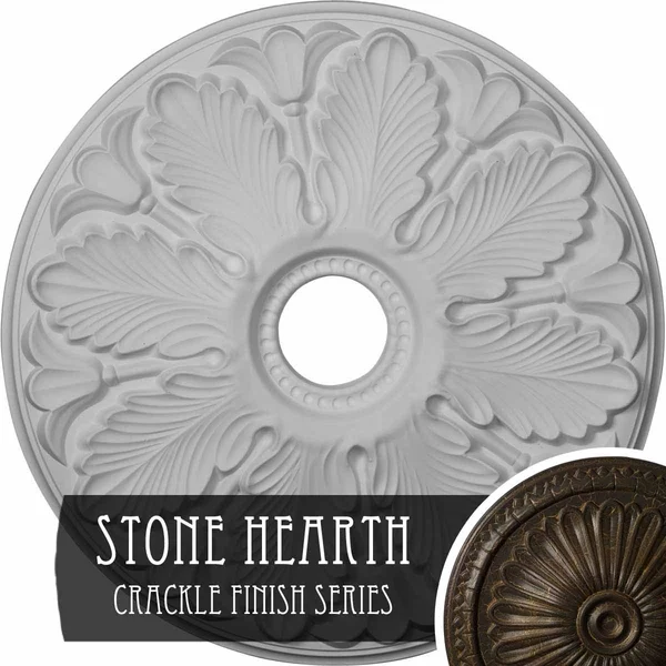24 1/2x22OD x 3 1/2x22ID x 1x22P Milan Ceiling Medallion (Fits Canopies Up to 4 5/8x22) - Hand-Painted Stone Hearth Crackle