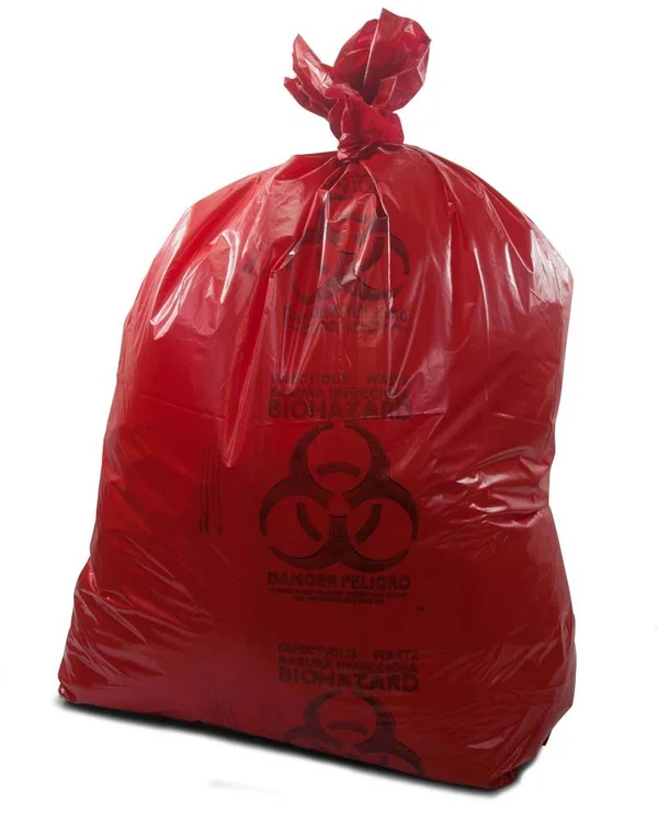 44 Gallon Red Medical Waste Trash Bags - 1.3 Mil - 150/cs