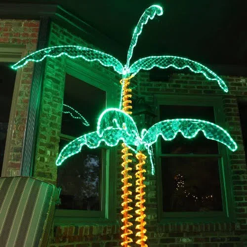 Wintergreen Corporation 7& Deluxe Tropical LED Rope Light Palm Tree with Lighted Holographic Trunk and Fronds
