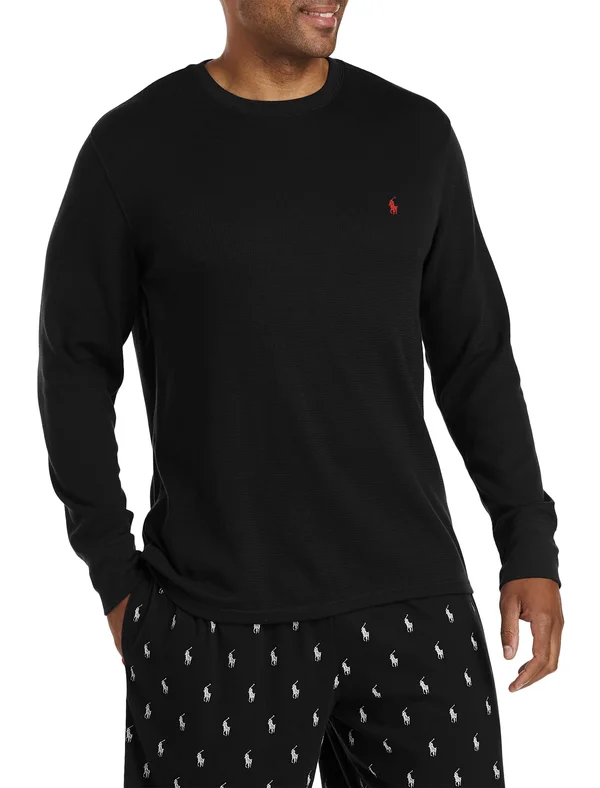 Polo Ralph Lauren Men's Tall Man Midweight Long Sleeve Waffle Crew PWLCRT 3XLT Polo Black