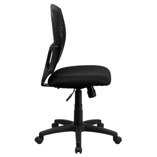 Lancaster Home Mid-Back Designer Back Swivel Adjustable Height Task Office Chair w/ Fabric SEAT - Size: Black