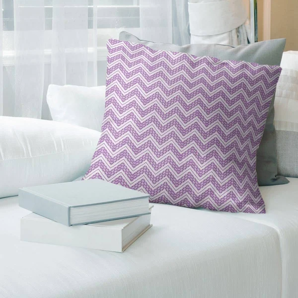 Warm REVERSE Classic Hand Drawn Chevrons Throw Pillow - 20 x 20 - Violet - Polyester