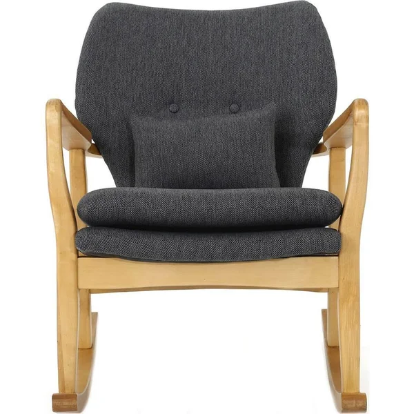 Noble House RYKER Mid Century Modern Fabric Rocking Chair, Dark Slate