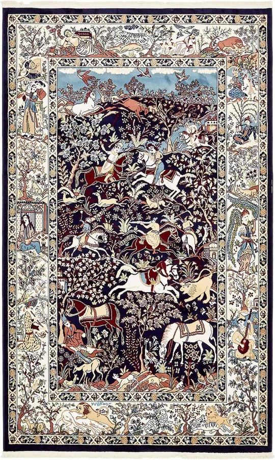 Unique Loom Birmingham Narenj Area Rug (5& x 8& - Navy Blue)