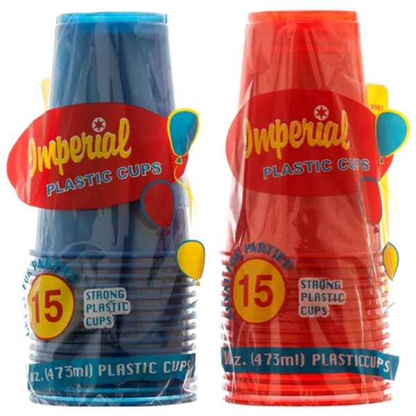 Plastic Cup 16 oz 15 ct Assorted Colors Wholesale (48 Pack) 311746