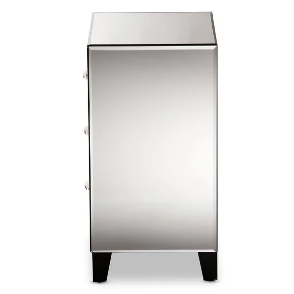 Hollywood Modern Mirrored Nightstand Silver