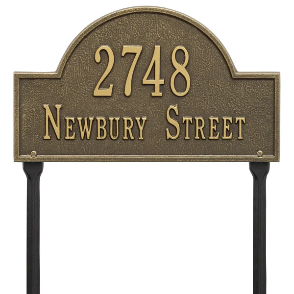 Whitehall Arch Marker - Standard Lawn - Two Line in Black & Silver