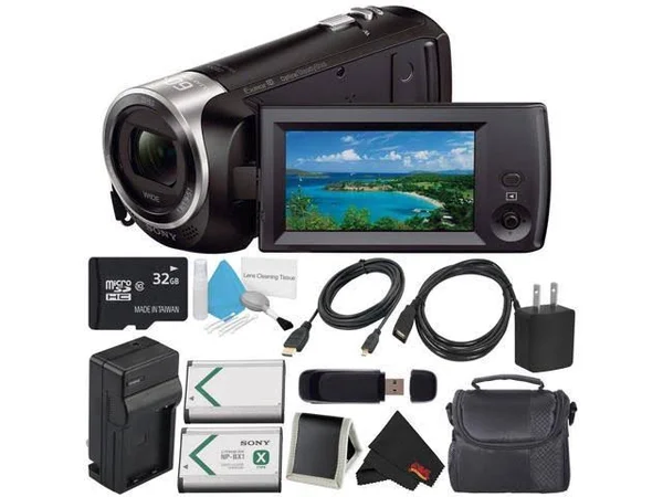 Sony HDR-CX405 HD Handycam HDRCX405/B + External Rapid Charger + 32GB microSDHC Card + Carrying Case + Deluxe Cleaning Kit + Mem