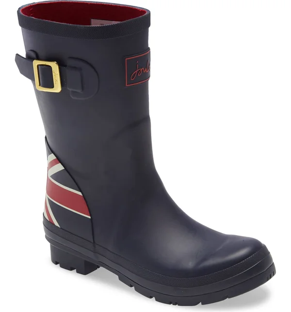 Joules Molly Welly Women's Rain Boots Navy Union Jack : 6 B - Medium