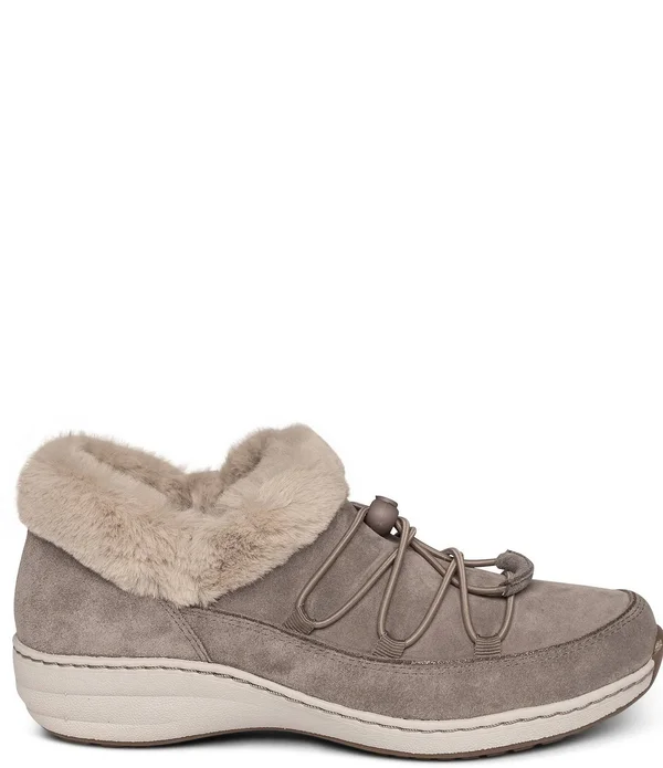 Aetrex Chrissy Waterproof Suede Faux Fur Lined Booties - 42(10.5/11M)