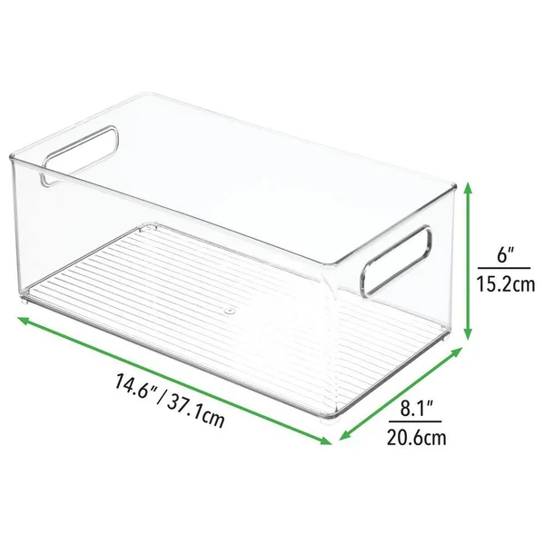 mDesign Plastic Bathroom Storage Bin Tote with Handles - 4 Pack - Clear