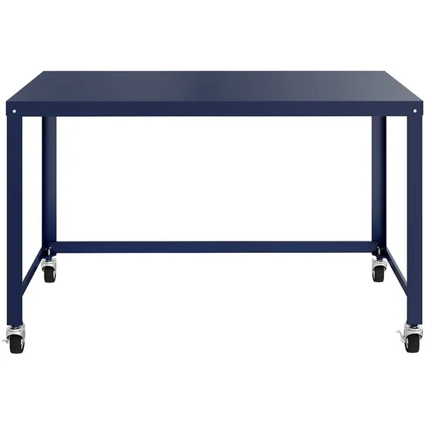 Space Solutions Ready-to-Assemble 48 inch Wide Mobile Metal Desk - Navy