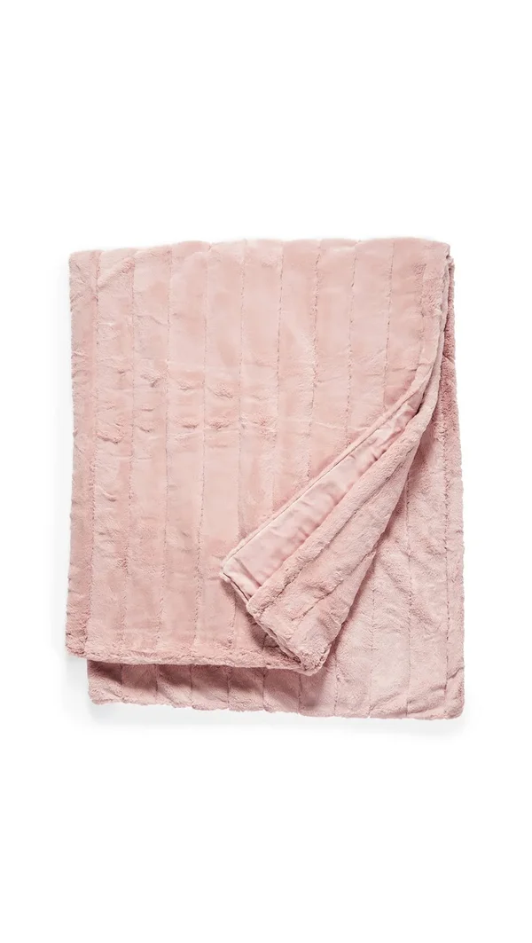 Fabulous Furs Posh Faux Fur Throw, Blush