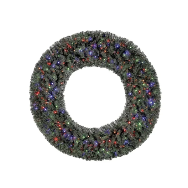 Home Heritage 72 inch Prelit Holiday Christmas Wreath with 400 Color LED Lights, Green