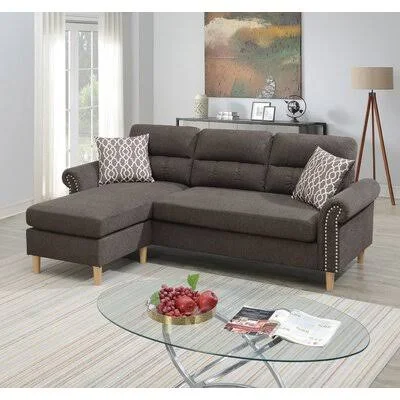 Liseron Reversible Sofa & Chaise Charlton Home Fabric: Tan Polyester Blend