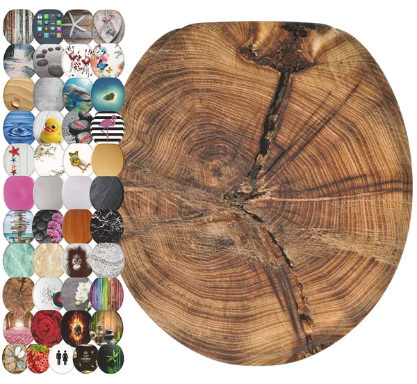 Sanilo Round Toilet SEAT - Wide Choice of Slow Close Toilet Seats, Molded Wood, Strong Hinges (Old Tree)