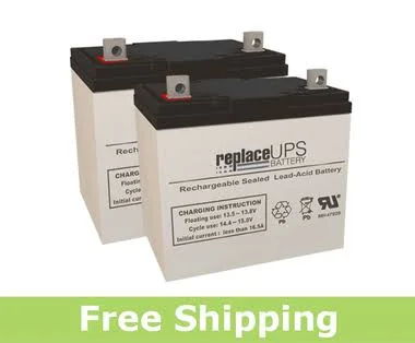 Pride Jazzy 600 Batteries (Set of 2) - 12V 55Ah SLA Battery, ReplaceUPSBattery