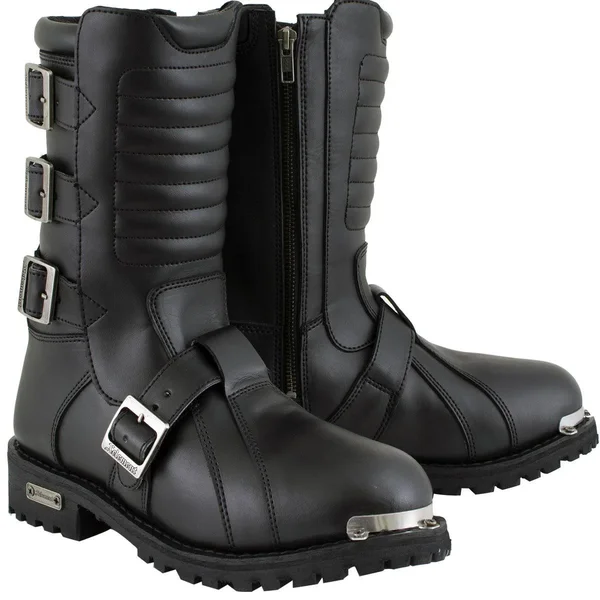 Xelement 1503 &Executioner& Men's Black Leather Motorcycle Boots - Black, 12