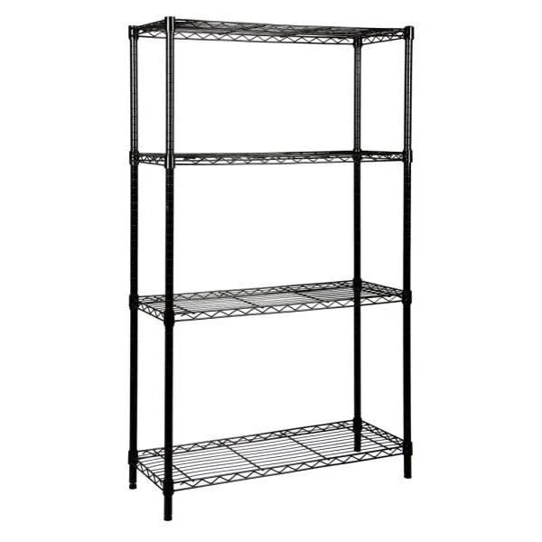 Quantum Storage Systems 4-Shelf Starter Kit Black Epoxy Wire Shelving 24x42x74 inch