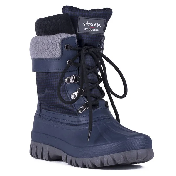 Cougar Women's Creek Snow Boot - Size: 8, Navy Houndstooth Nylon