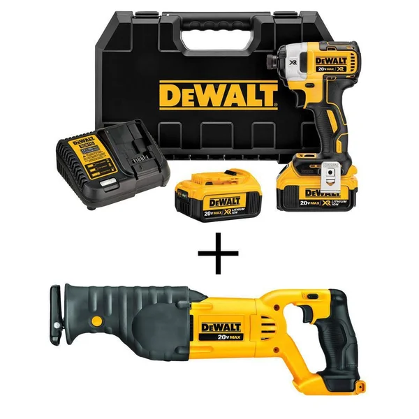 DeWalt 20-Volt Max XR Cordless Brushless 1/4 in. Cordless Impact Driver w/ Bonus 20-Volt Reciprocating Saw (Tool-Only) DCF887M2W
