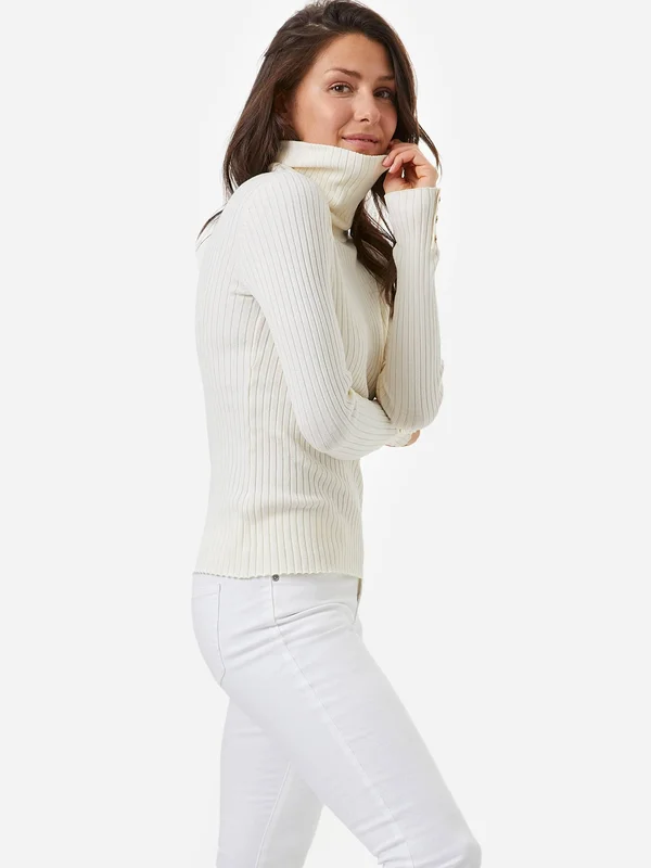 J.Mclaughlin Women's Arlette Turtleneck White Solid, Size Medium