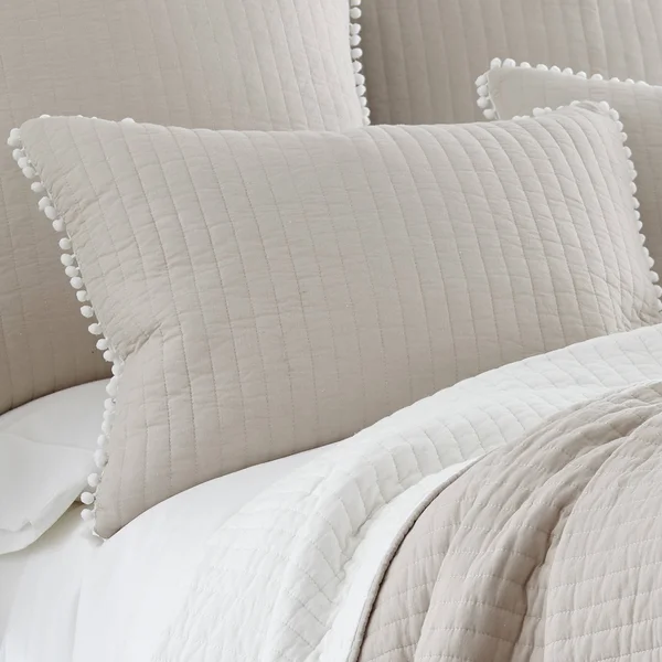 Levtex Home Taupe Pom-Pom Cotton Reversible Quilt King